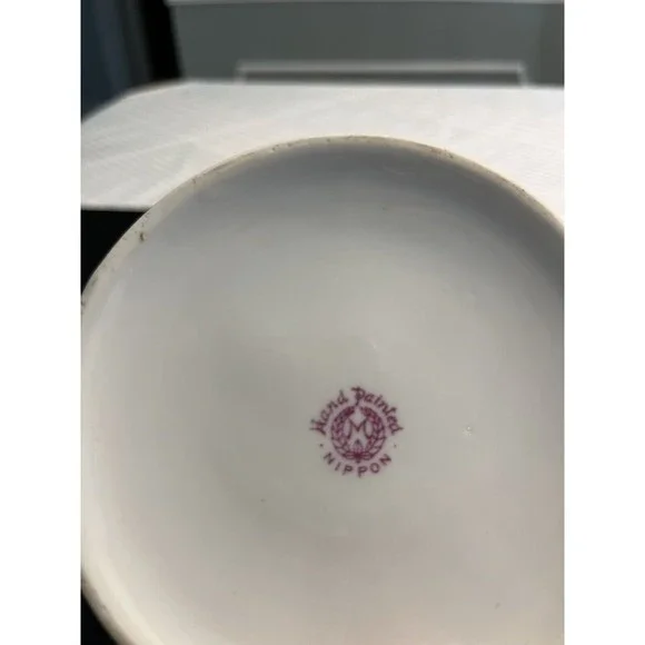 Vtg Nippon Double Handled Hand Painted Roses Floral Candy Trinket Dish Bowl - Picture 10 of 10